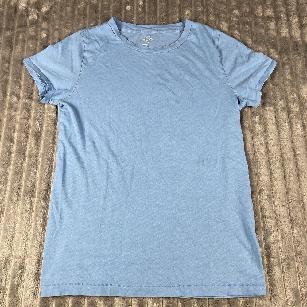 J.Crew Slub Cotton Tee Women's Light Blue Short Sleeve Crew Neck T-Shirt Size M